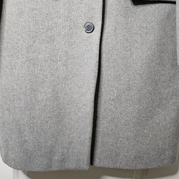 1 Madison Gray Wool Blend Tailored Long Coat Notched Collar Classic Chic XL - Picture 7 of 15